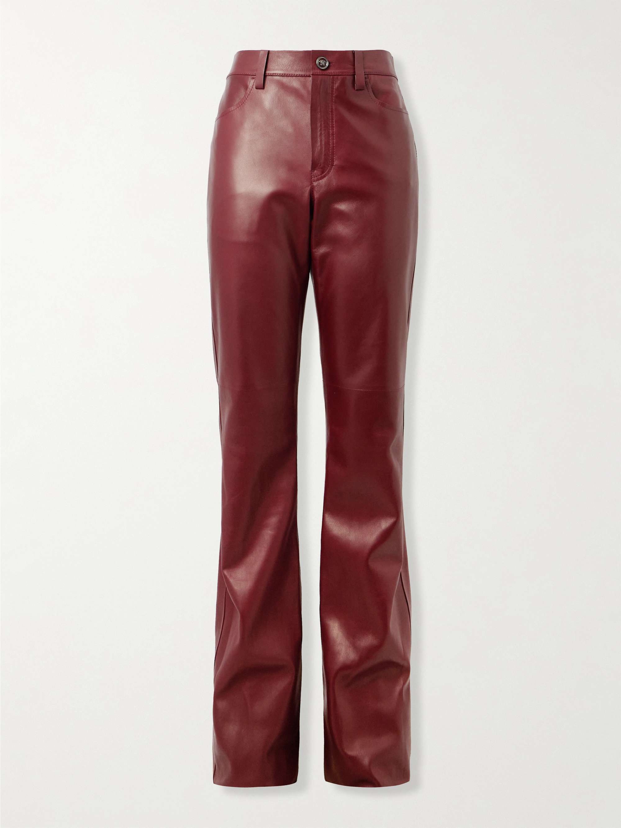 Red Leather Pants in Slim Fit