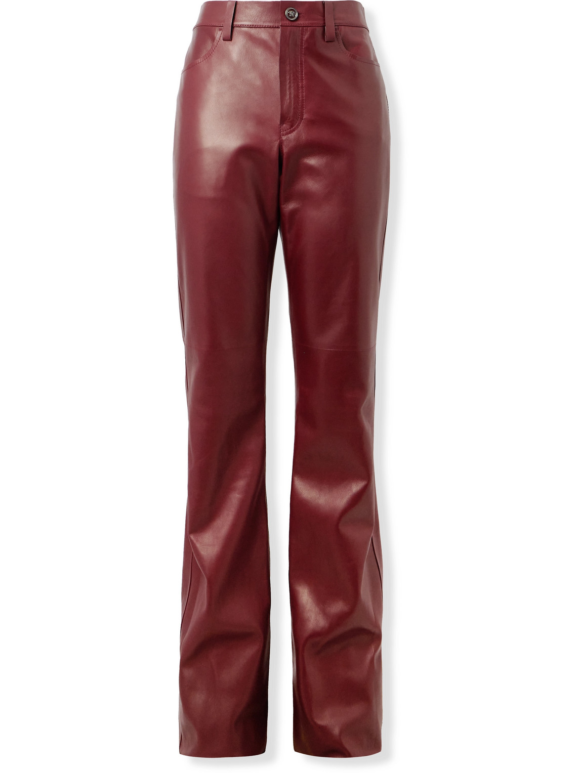 Versace Slim-fit Flared Leather Trousers In Red