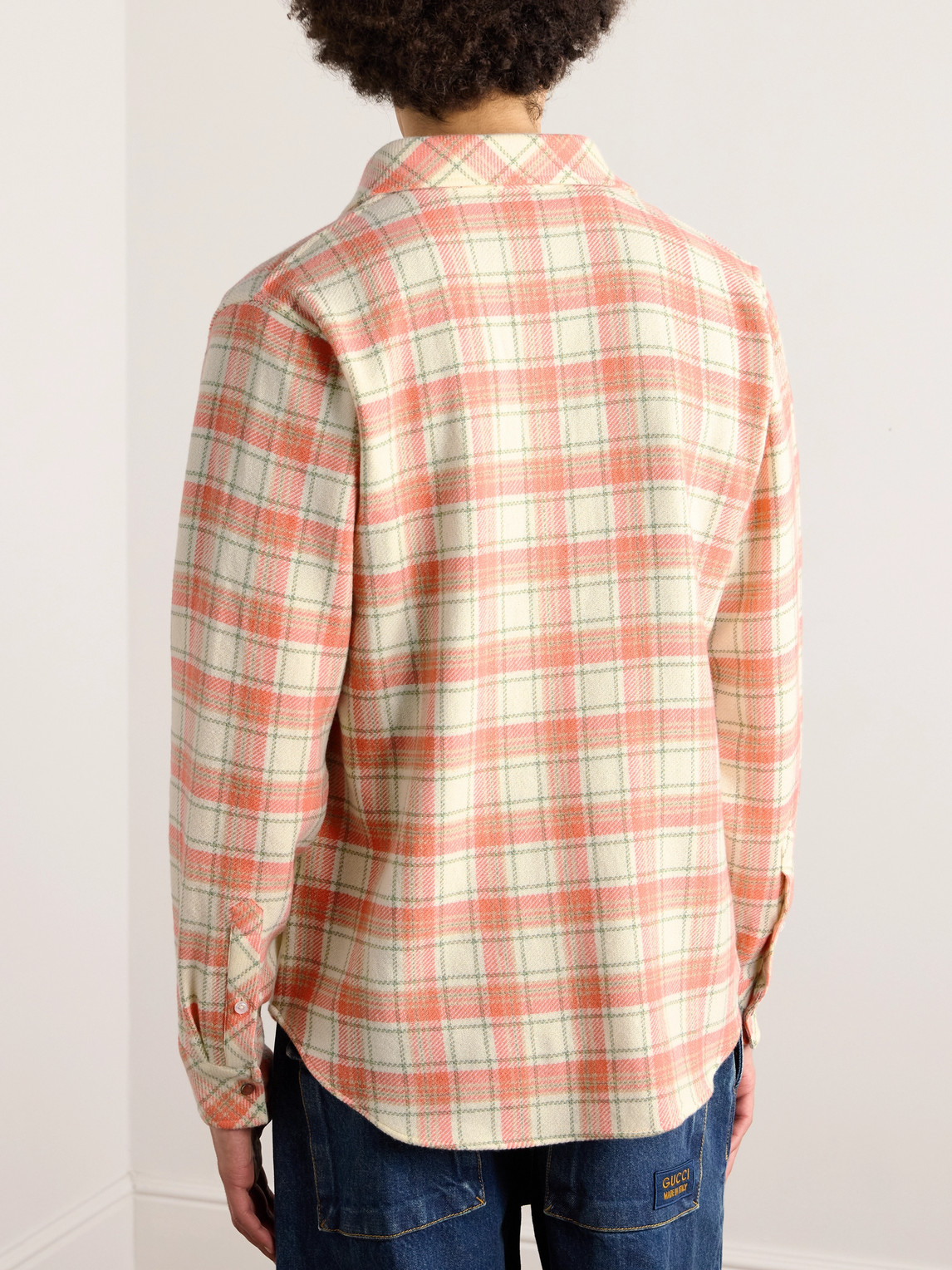 Shop God's True Cashmere Checked Cashmere Shirt In Orange