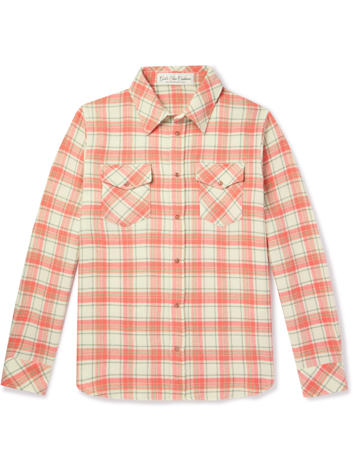 God's True Cashmere Checked Cashmere Shirt In Orange