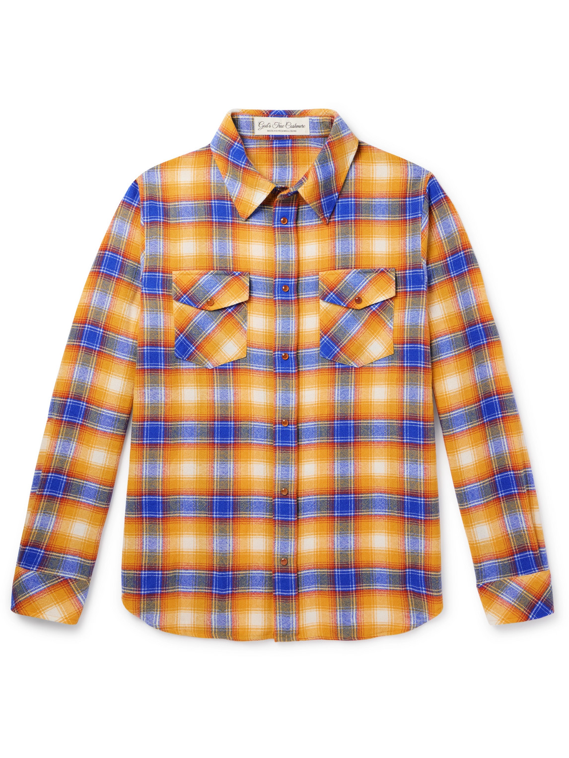 God's True Cashmere Checked Cashmere Shirt In Yellow