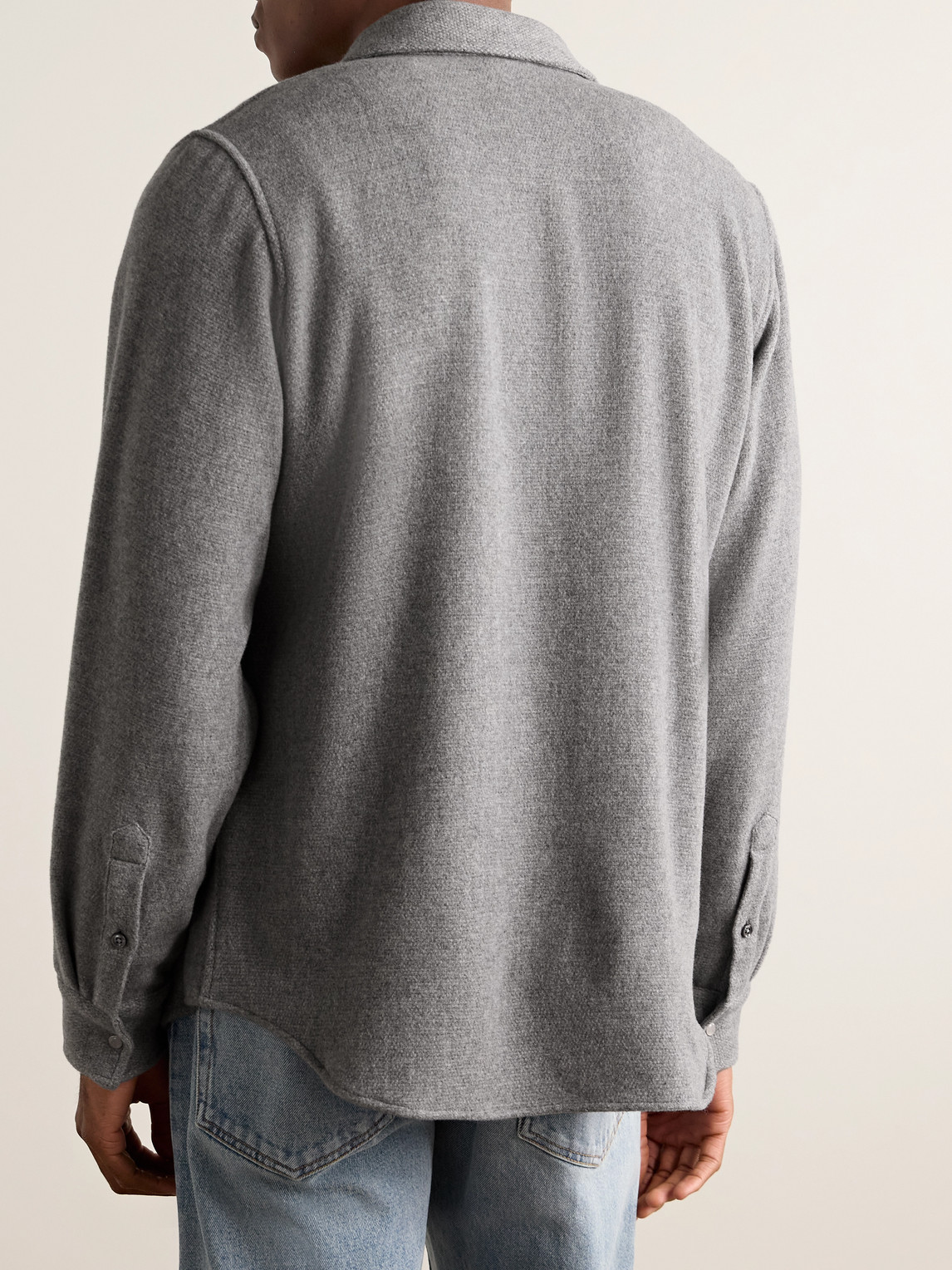 Shop God's True Cashmere Brushed-cashmere Shirt In Gray