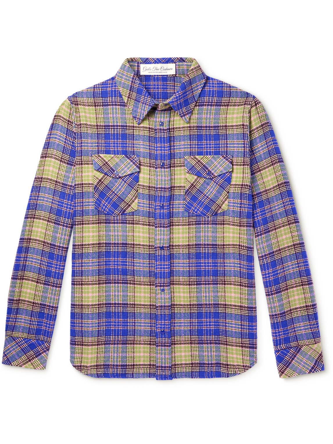 God's True Cashmere Checked Cashmere Shirt In Blue