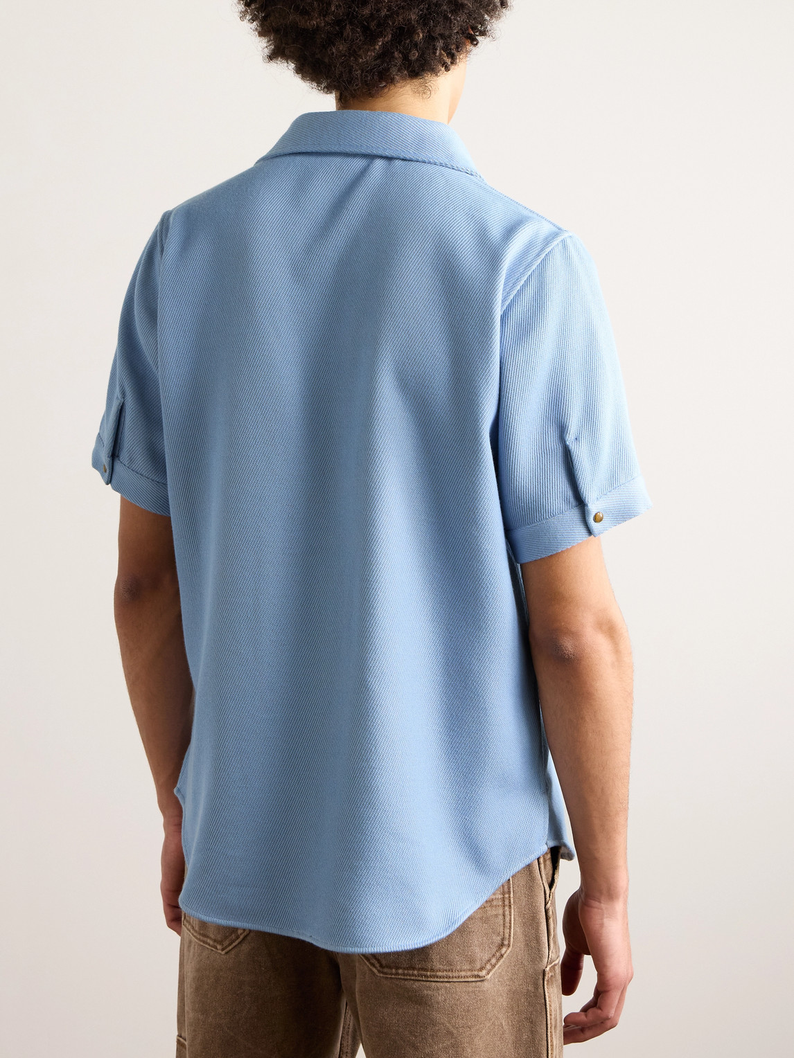 Shop God's True Cashmere Cashmere And Cotton-blend Denim Shirt In Blue