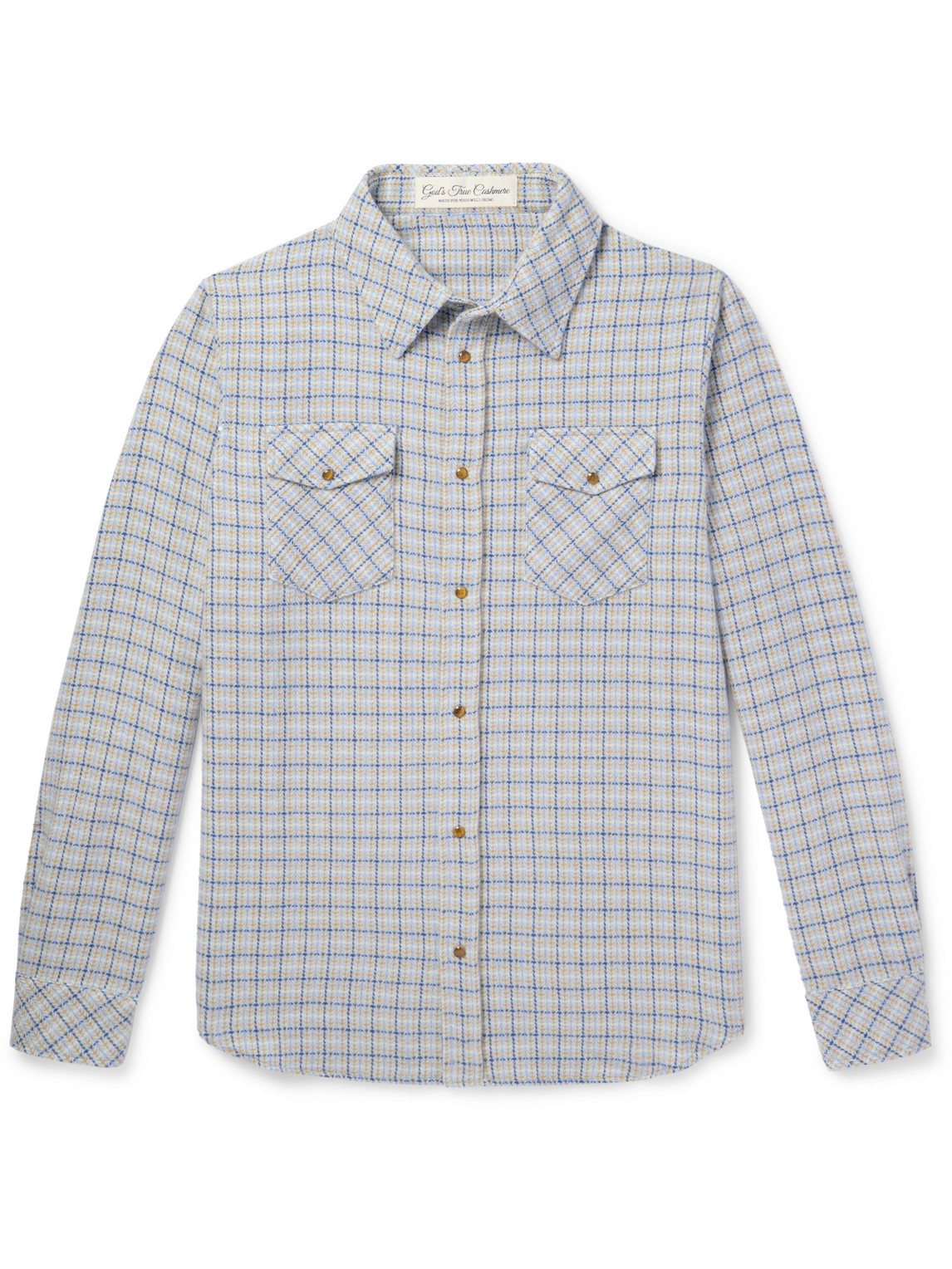 God's True Cashmere Checked Cashmere Shirt In Blue