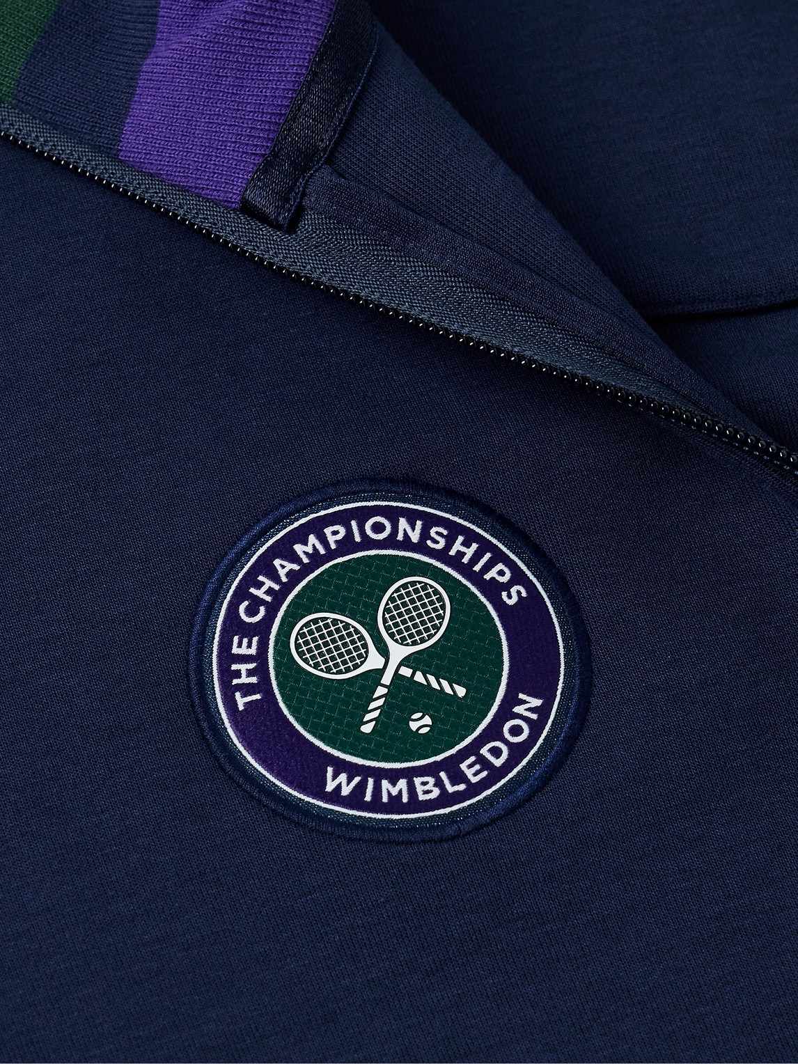 Polo Ralph Lauren Wimbledon Mesh-trimmed Cotton-blend Jersey Track Jacket In Blue