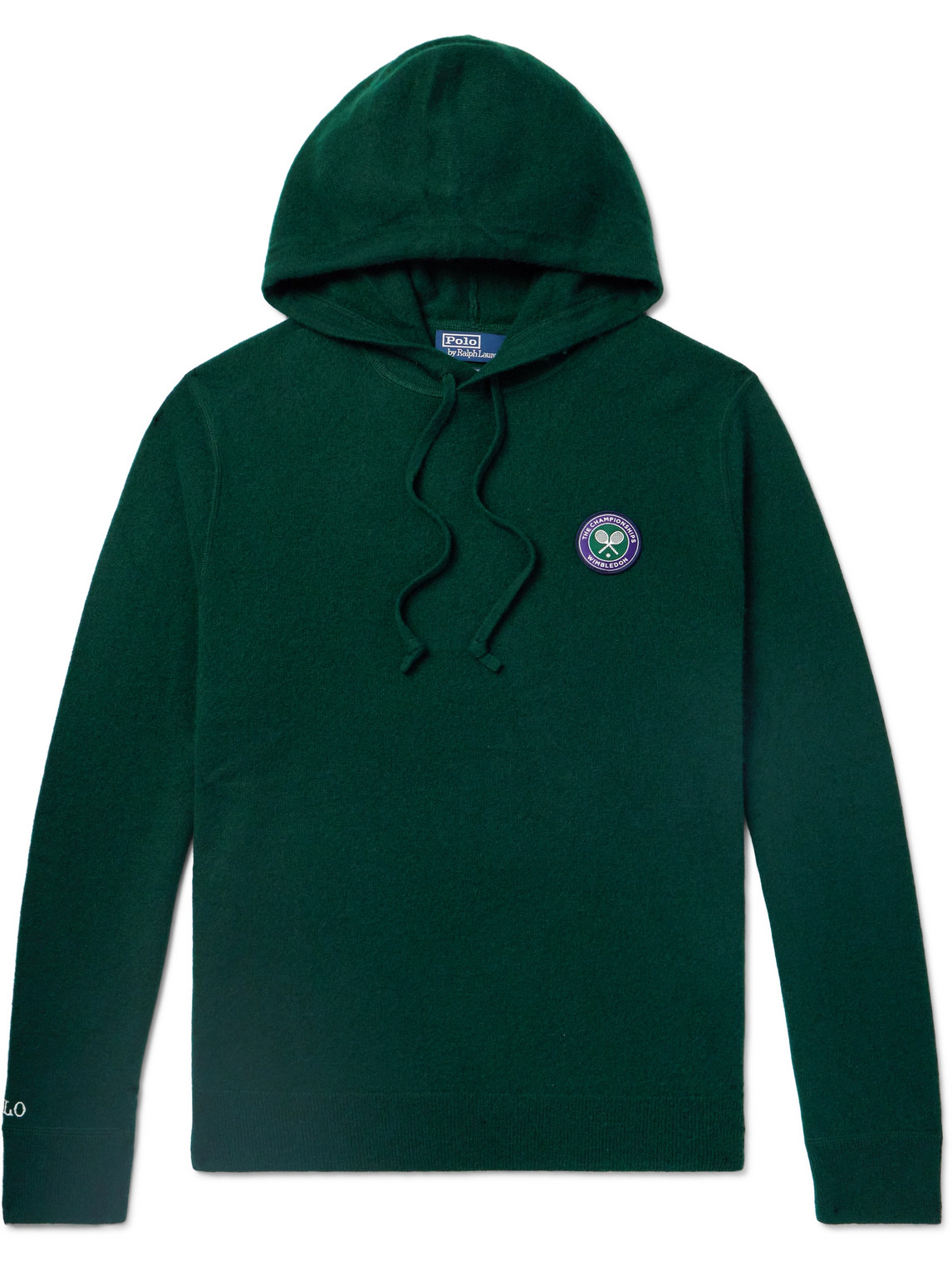 Polo Ralph Lauren Wimbledon Logo-appliquèd Cashmere Hoodie In Green