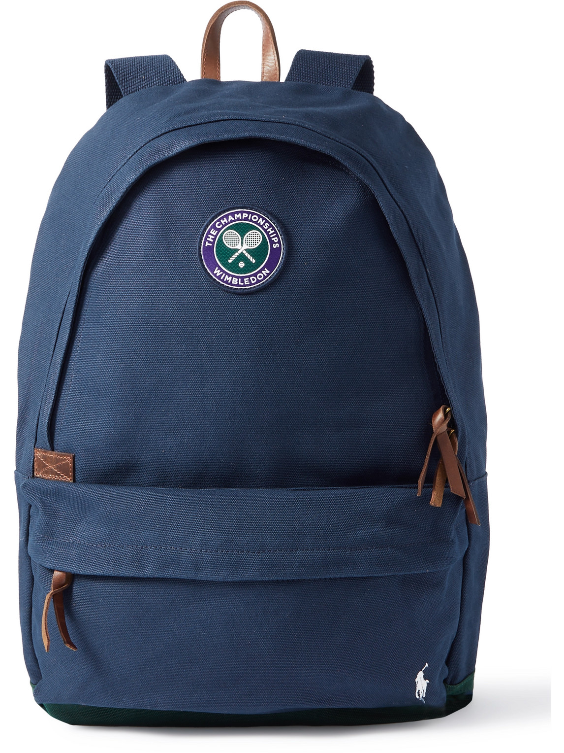 Polo Ralph Lauren Wimbledon Logo-appliquéd Leather-trimmed Canvas Backpack In Burgundy