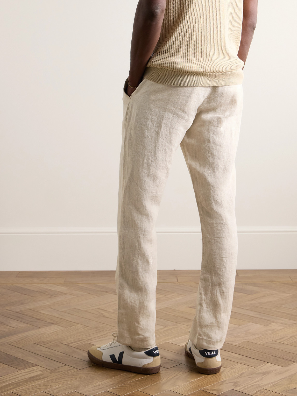 Shop Nn07 Theo 1454 Tapered Linen Trousers In Neutrals