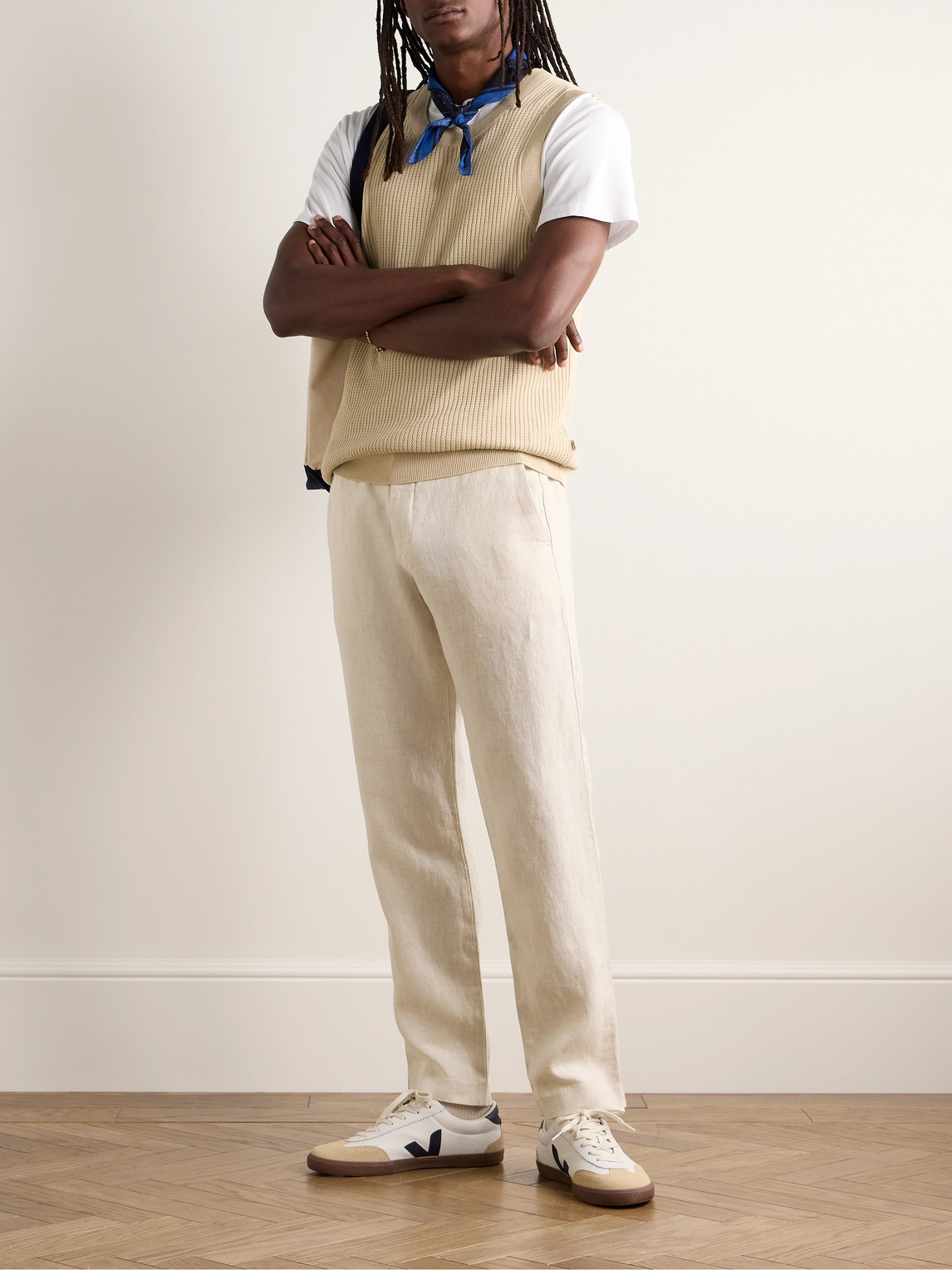 Shop Nn07 Theo 1454 Tapered Linen Trousers In Neutrals