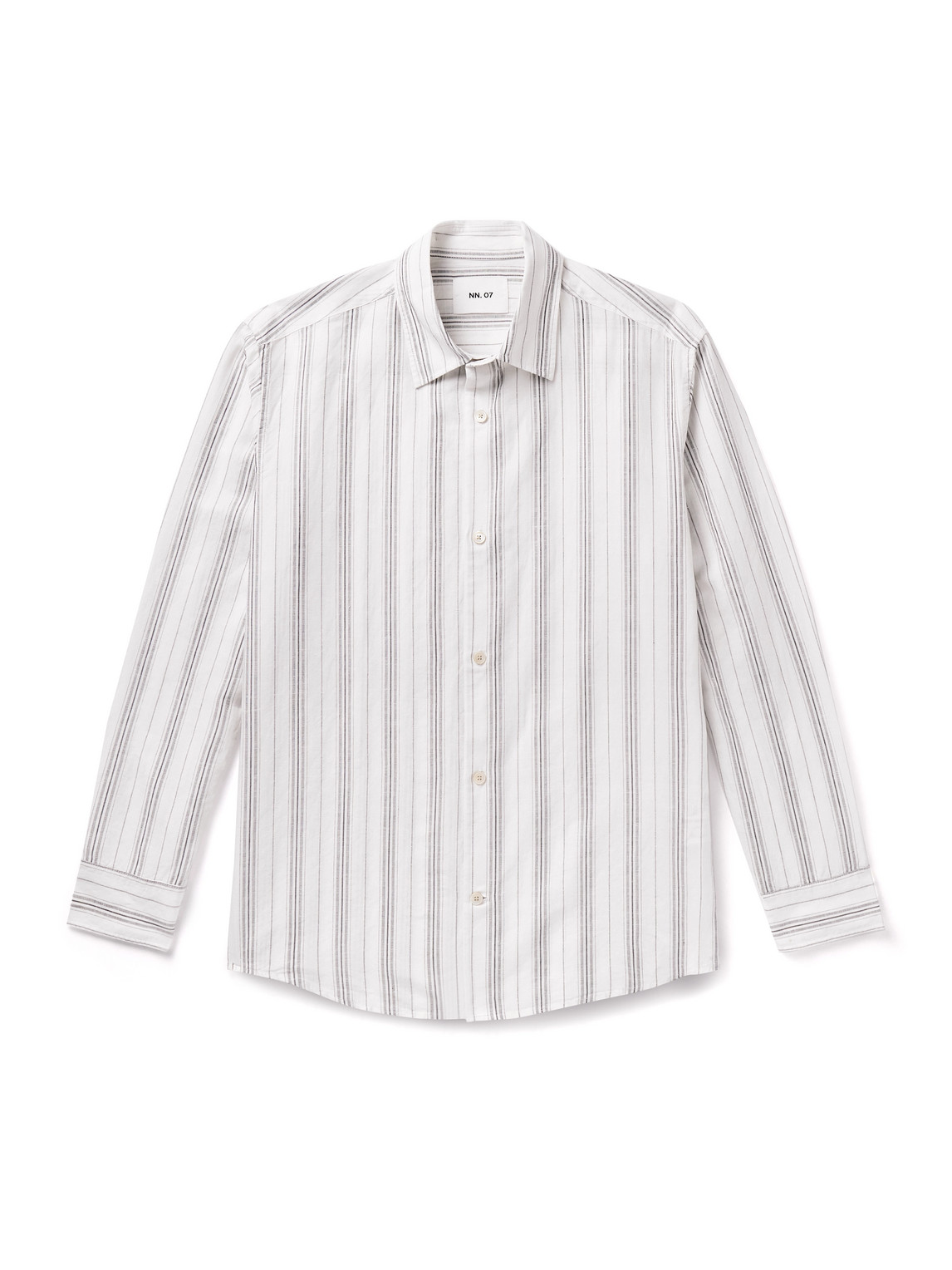 Nn07 Freddy 5327 Striped Linen And Cotton-blend Shirt In White