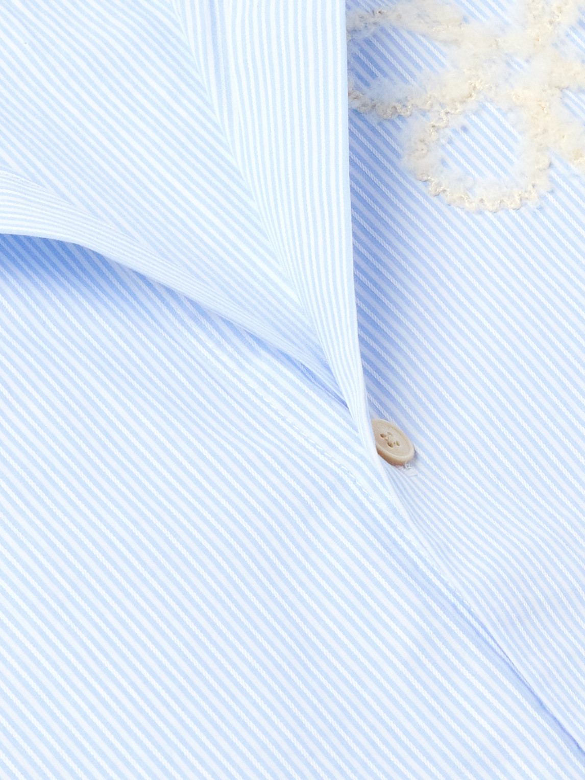 Nn07 Freddy 5973 Embroidered Striped Cotton-poplin Shirt In Blue