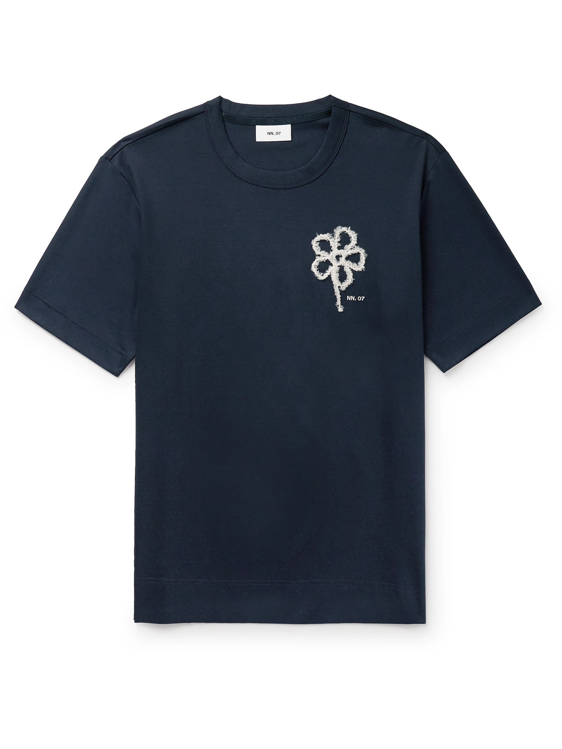 Nn07 Pedro 3525 Embroidered Mercerised Organic Cotton-jersey T-shirt In Blue