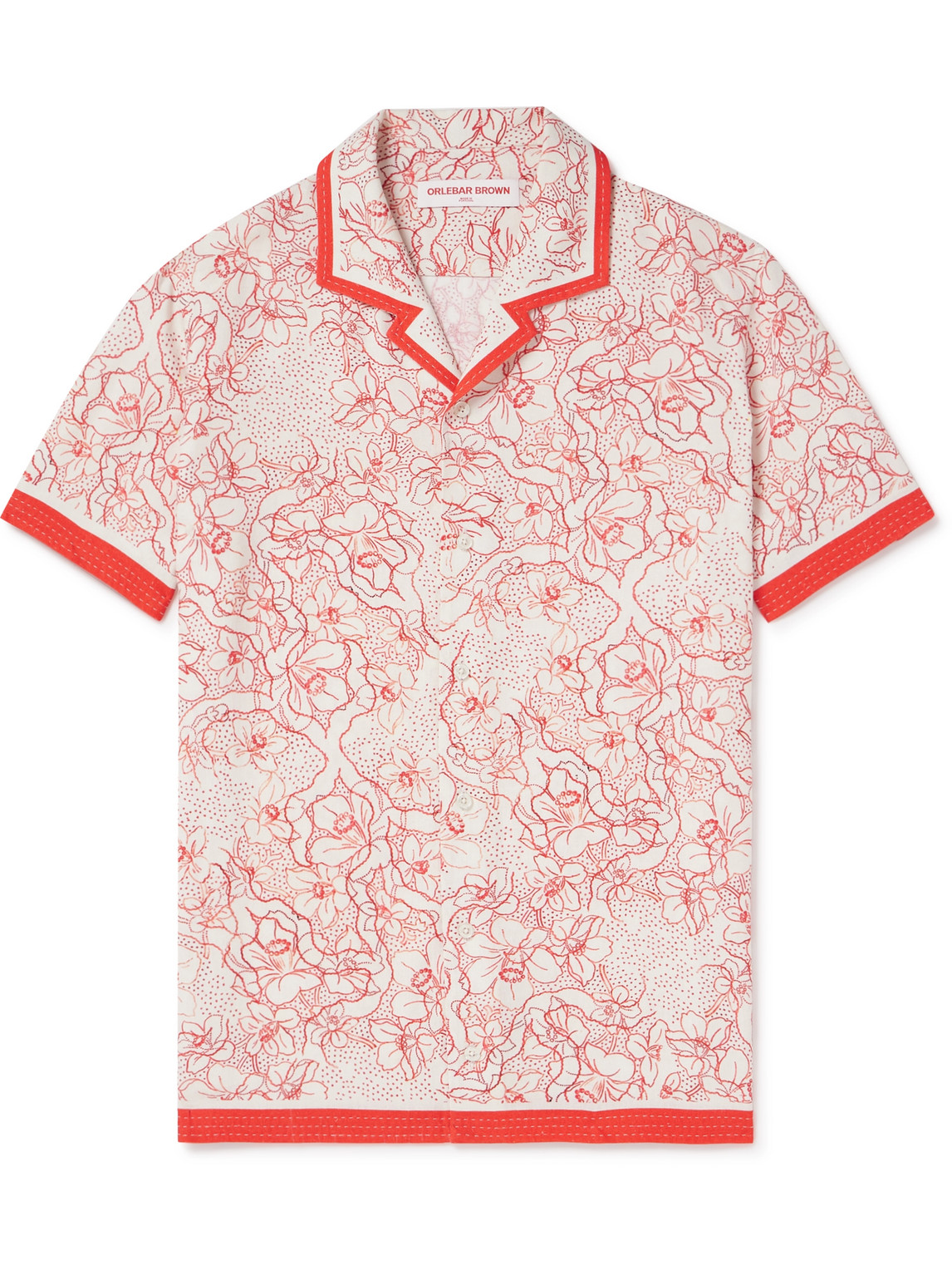 Orlebar Brown Hibbert Camp-collar Floral-print Crepe Shirt In White