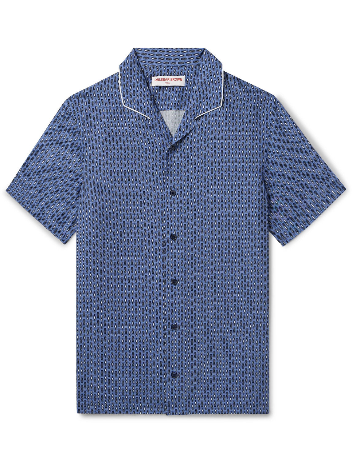 Orlebar Brown Hibbert Perez Camp-collar Printed Lyocell Shirt In Blue