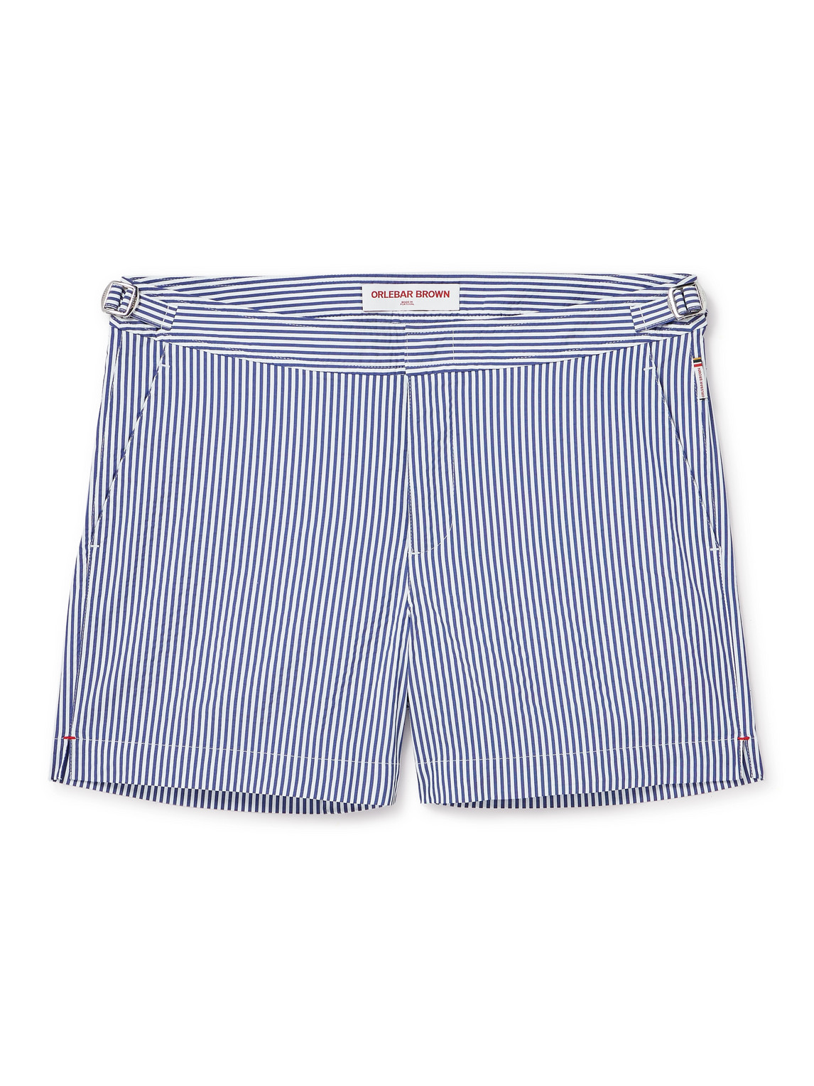 Setter Slim-Fit Short-Length Striped Seersucker Swim Shorts