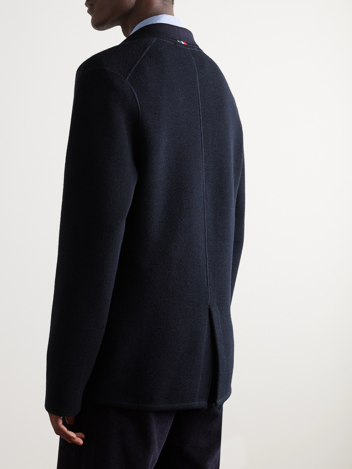 Shop Orlebar Brown Rainer Merino Wool-piqué Cardigan In Blue