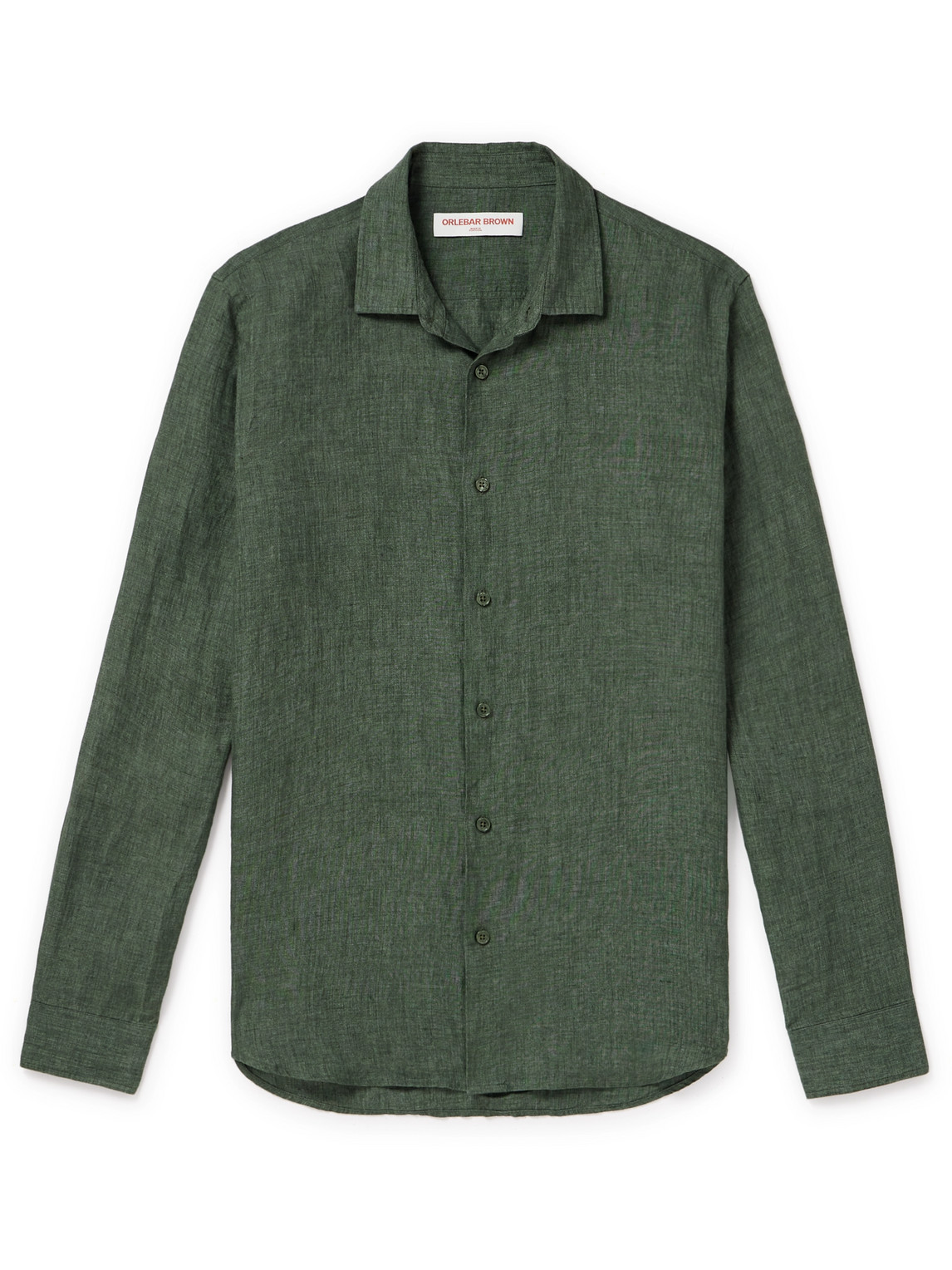 Orlebar Brown Mens Light Kombu Giles Regular-fit Linen Shirt In Green