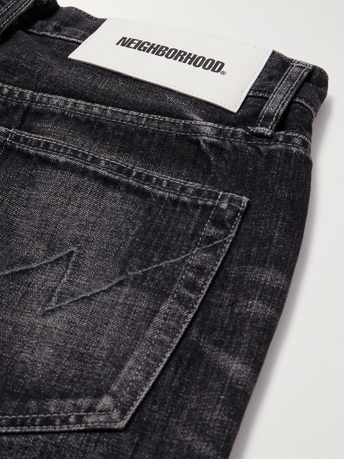 Shop Neighborhood Wide-leg Selvedge Jeans In Black