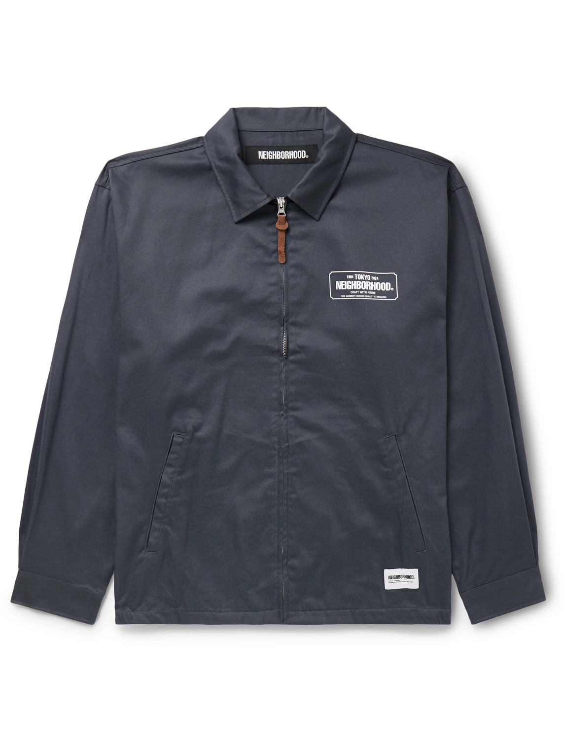 Shop Neighborhood Logo-print Cotton-twill Jacket In Gray