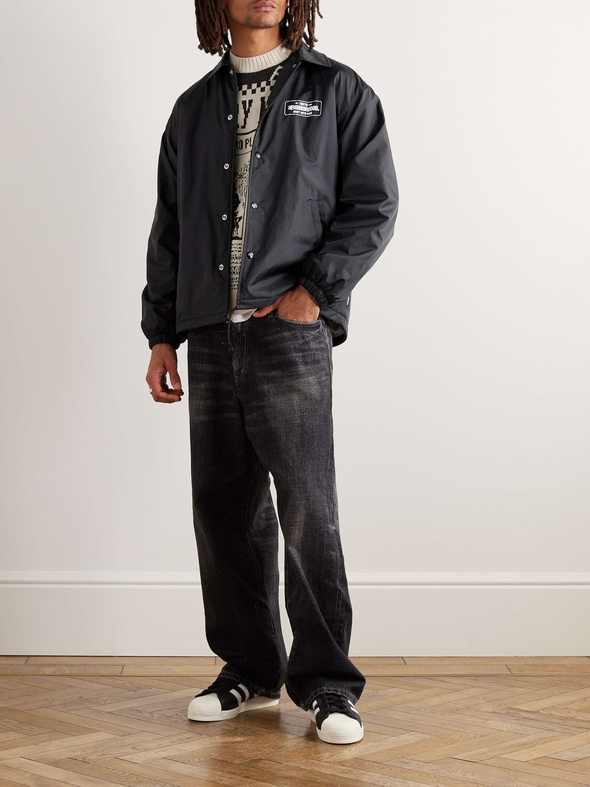 NEIGHBORHOOD Logo-Print Fleece-Lined Nylon Jacket for Men | MR PORTER