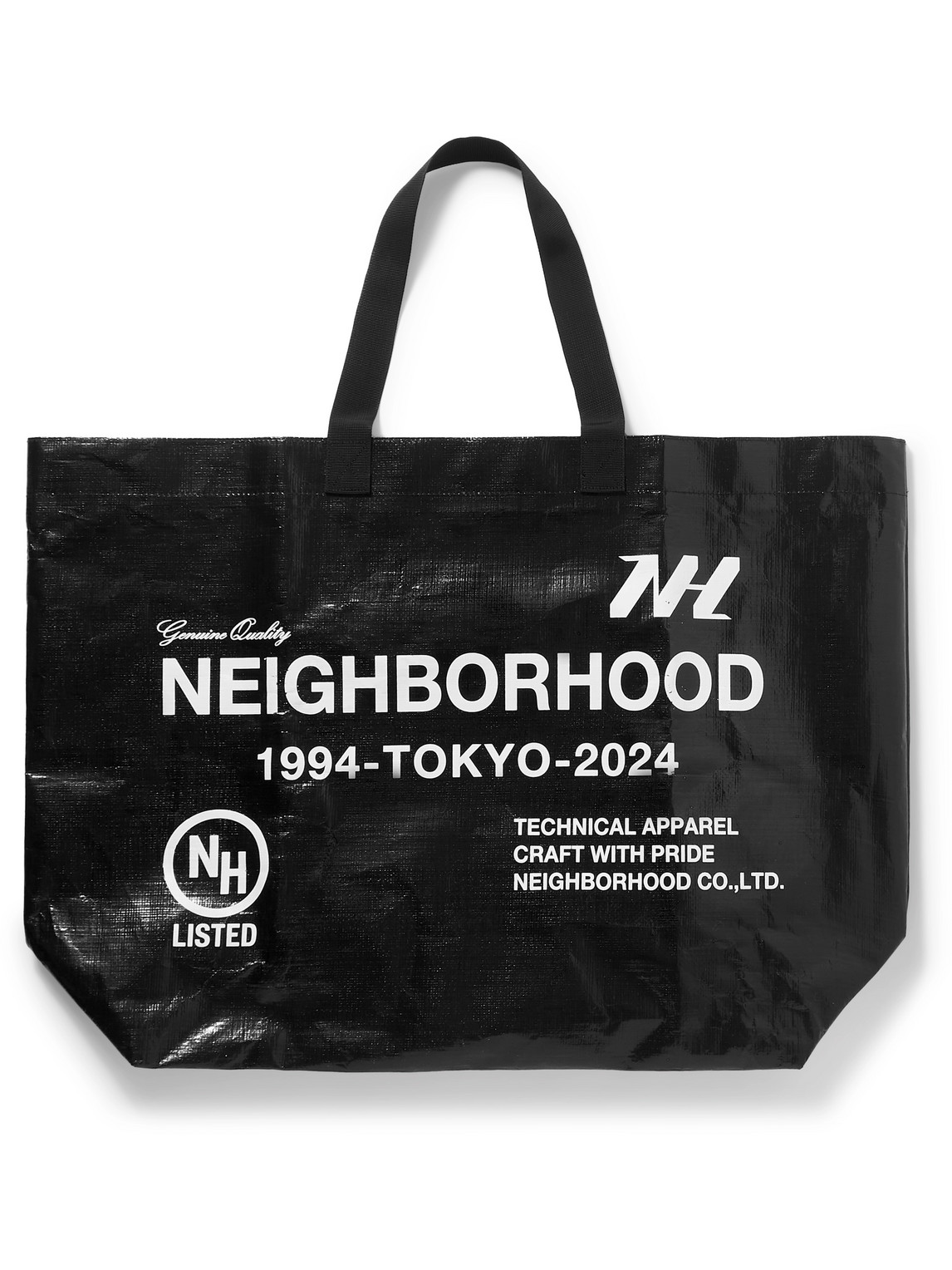 Shop Neighborhood Logo-print Coated-canvas Tote In Black