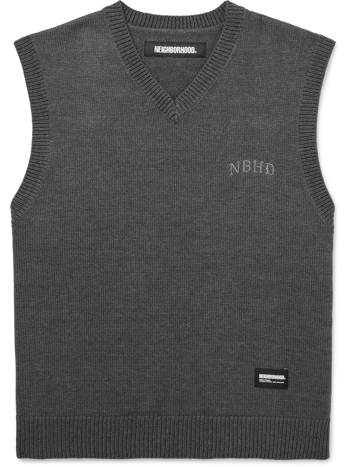 Neighborhood Logo-embroidered Cotton-blend Jumper Waistcoat In Grey