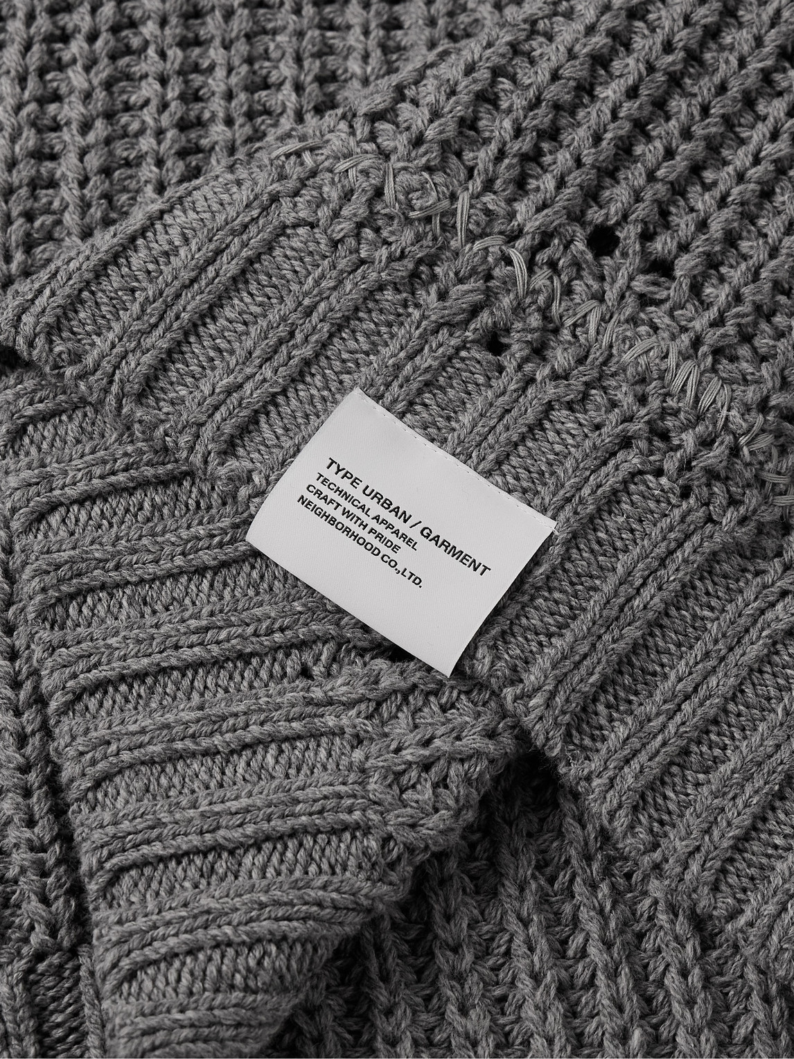 Shop Neighborhood Savage Logo-appliquéd Distressed Cotton-blend Sweater In Gray