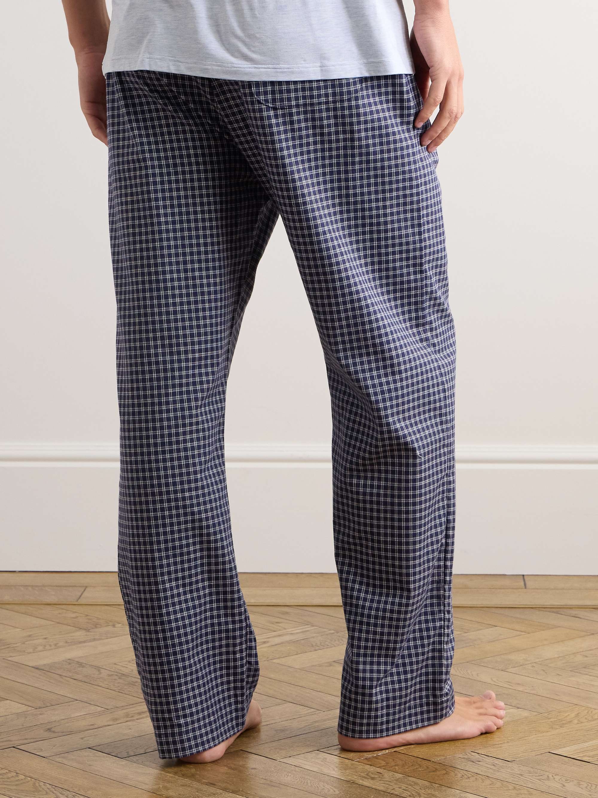 DEREK ROSE Checked Cotton-Flannel Pyjama Trousers