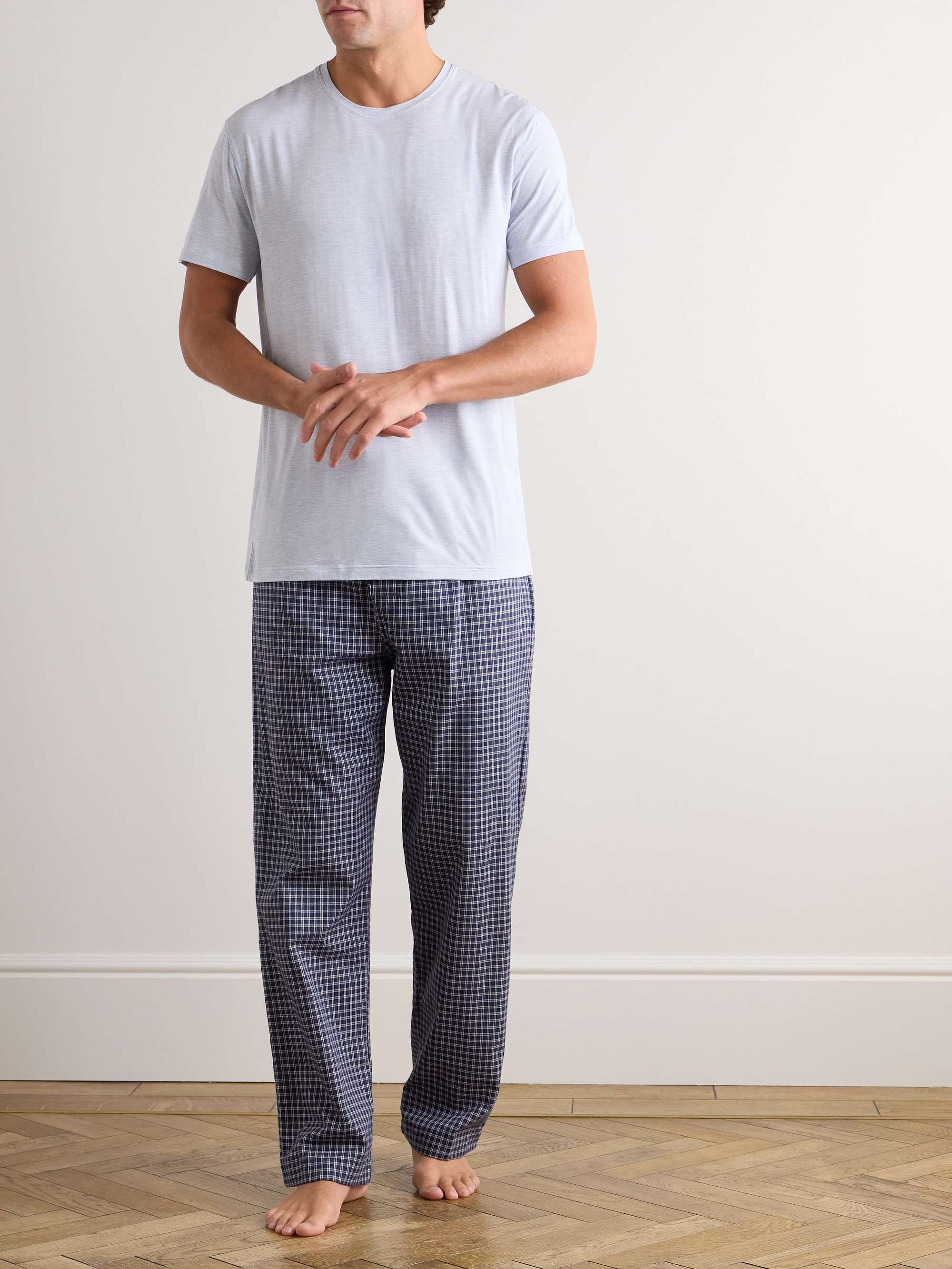 DEREK ROSE Checked Cotton-Flannel Pyjama Trousers