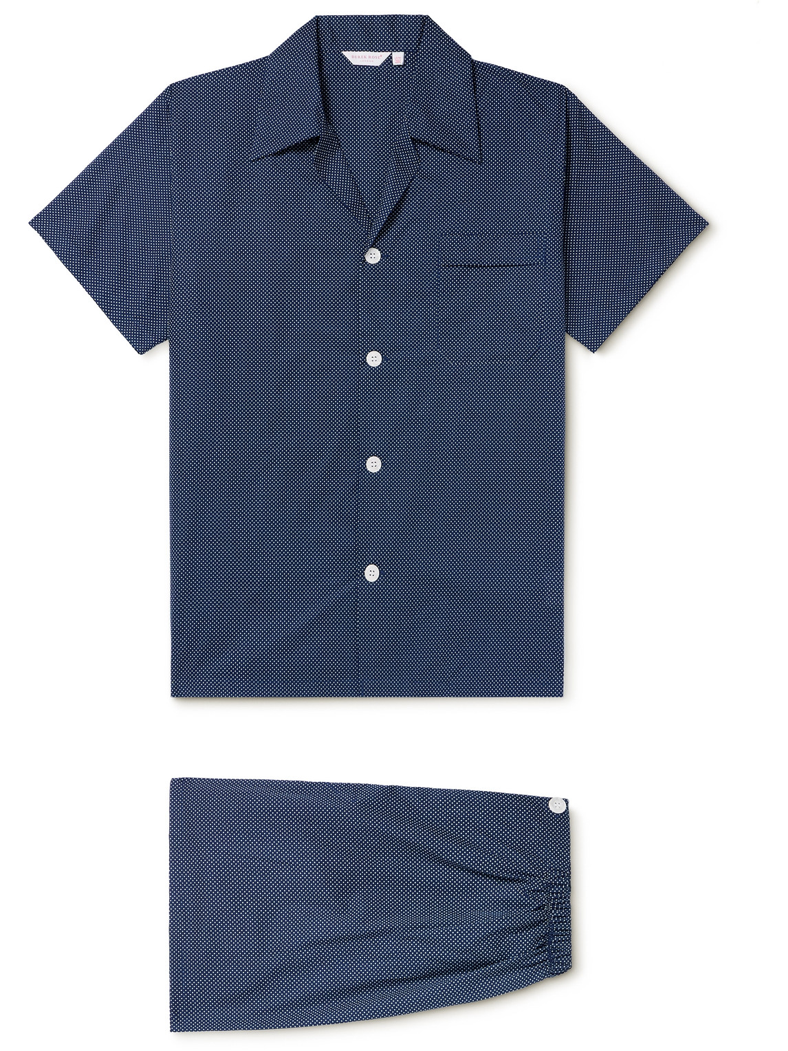 Derek Rose Plaza 21 Camp-collar Polka-dot Cotton Pyjama Set In Blue