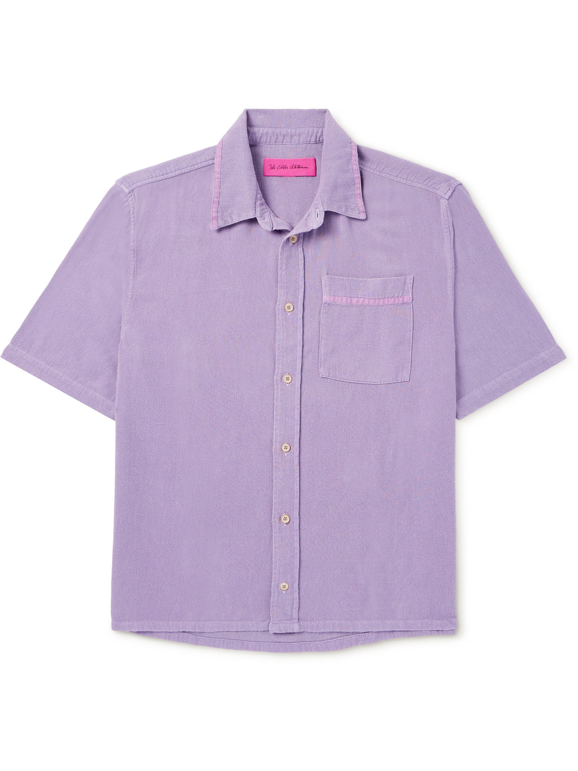 The Elder Statesman Jupiter Cotton And Silk-blend Twill Shirt In Purple