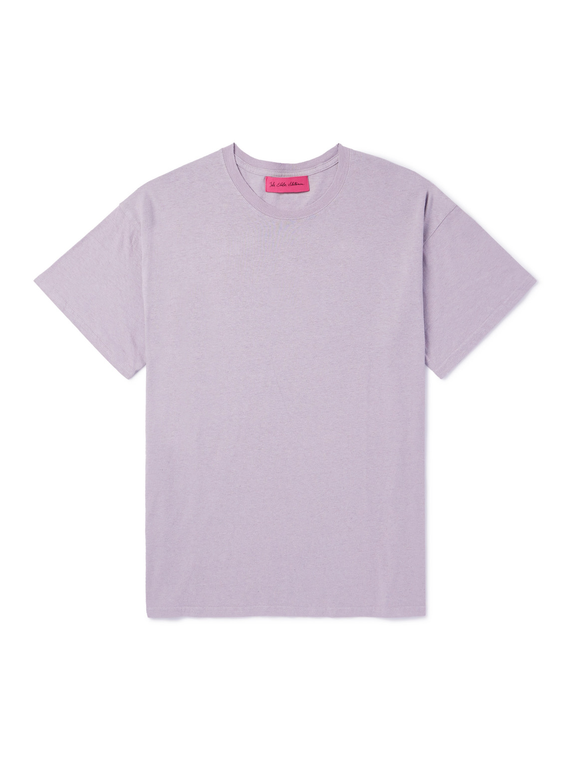 The Elder Statesman Printed Cotton And Linen-blend Jersey T-shirt In Purple