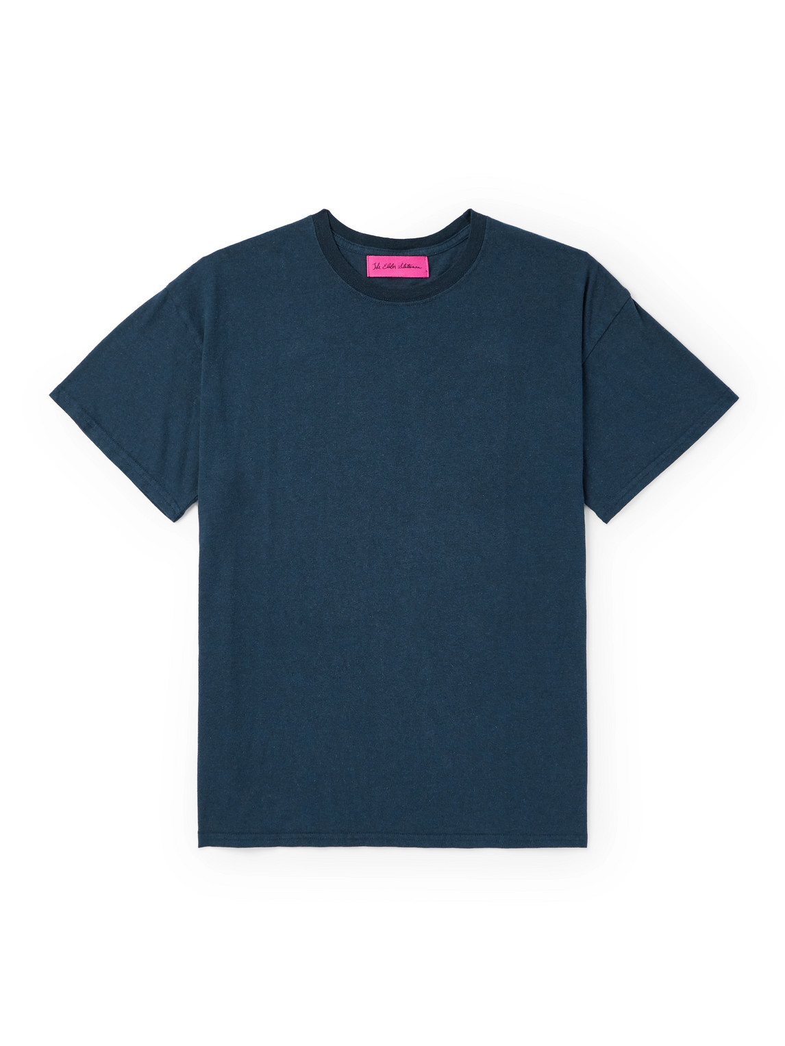 The Elder Statesman Printed Cotton And Linen-blend Jersey T-shirt In Blue