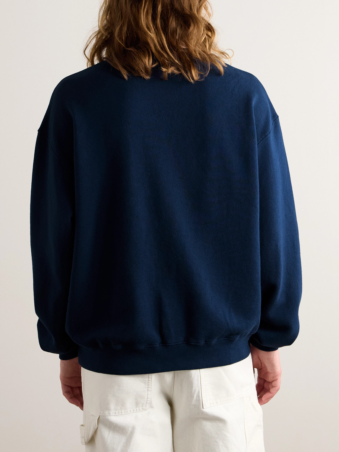 Shop The Elder Statesman Daily Crew Cotton And Cashmere-blend Jersey Sweatshirt In Blue