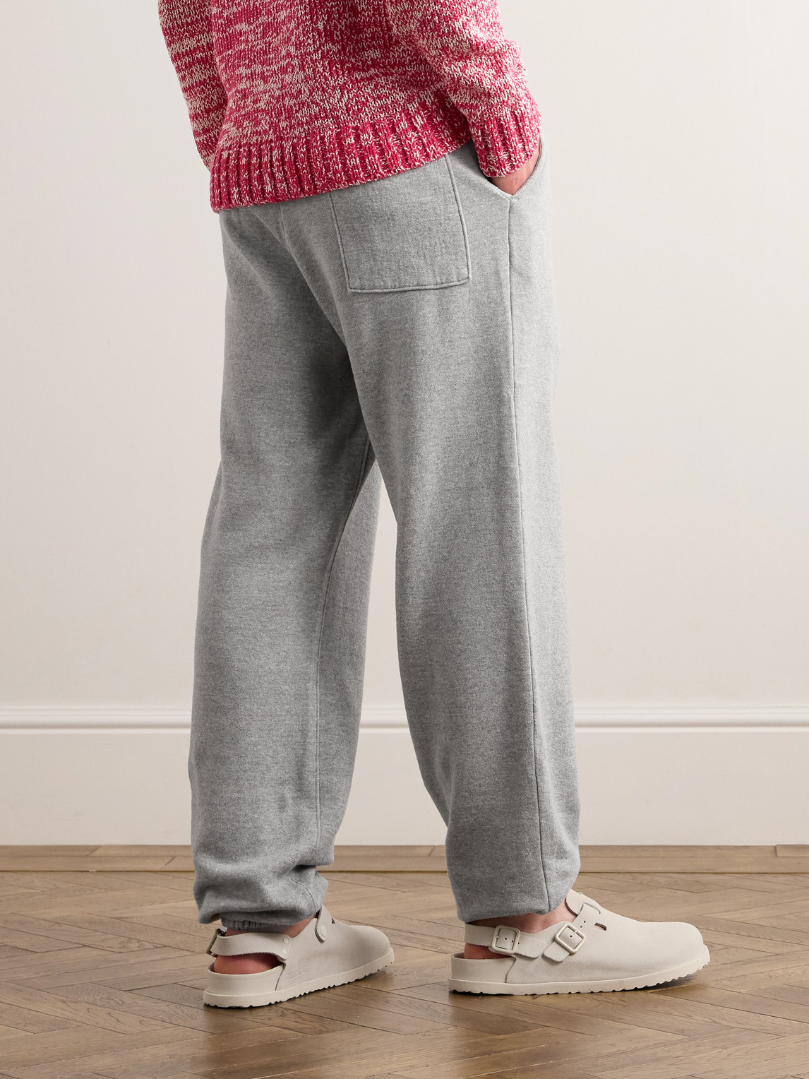 Shop The Elder Statesman Straight-leg Cotton And Cashmere-blend Jersey Sweatpants In Gray