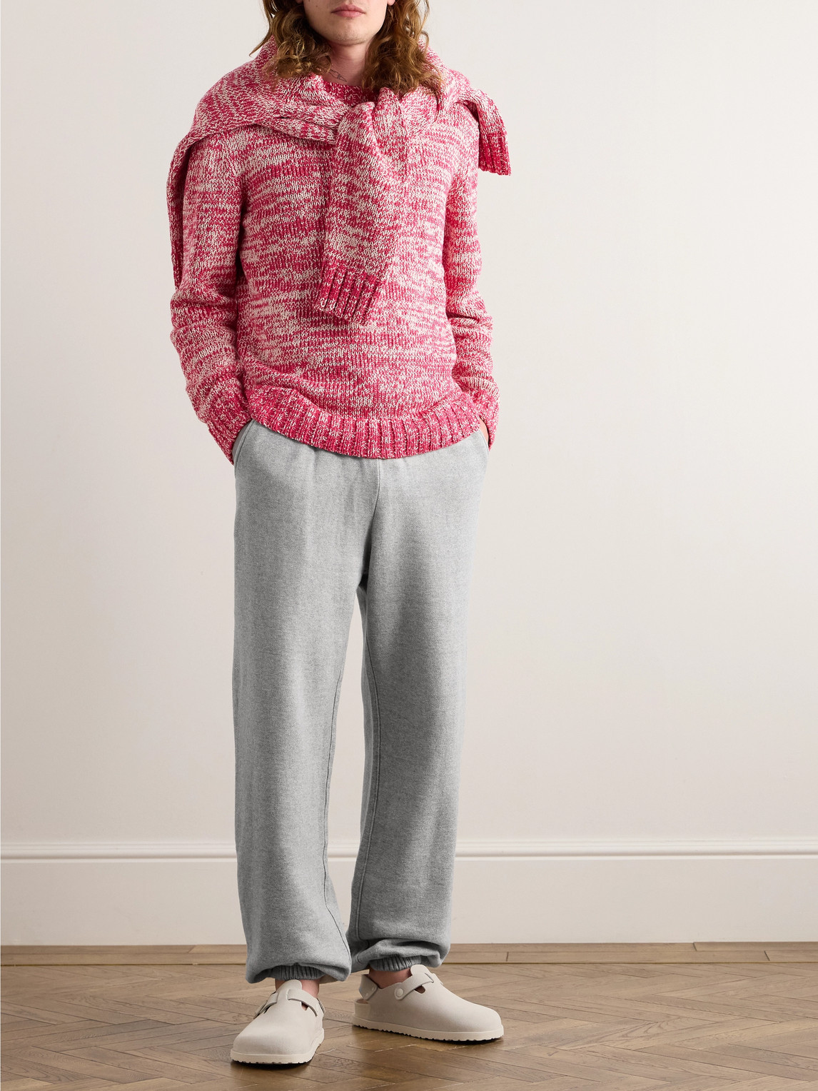 Shop The Elder Statesman Straight-leg Cotton And Cashmere-blend Jersey Sweatpants In Gray