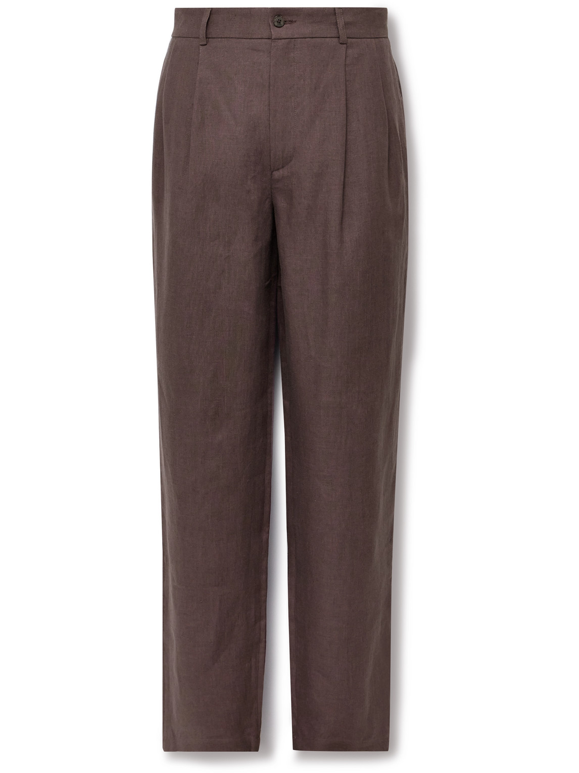 Straight-Leg Pleated Linen Suit Trousers