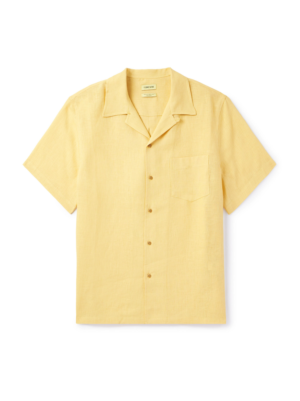 De Bonne Facture Convertible-collar Linen Shirt In Yellow