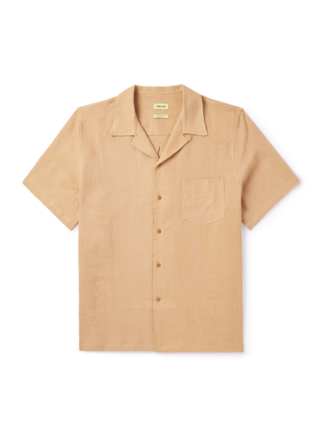 De Bonne Facture Convertible-collar Linen Shirt In Orange