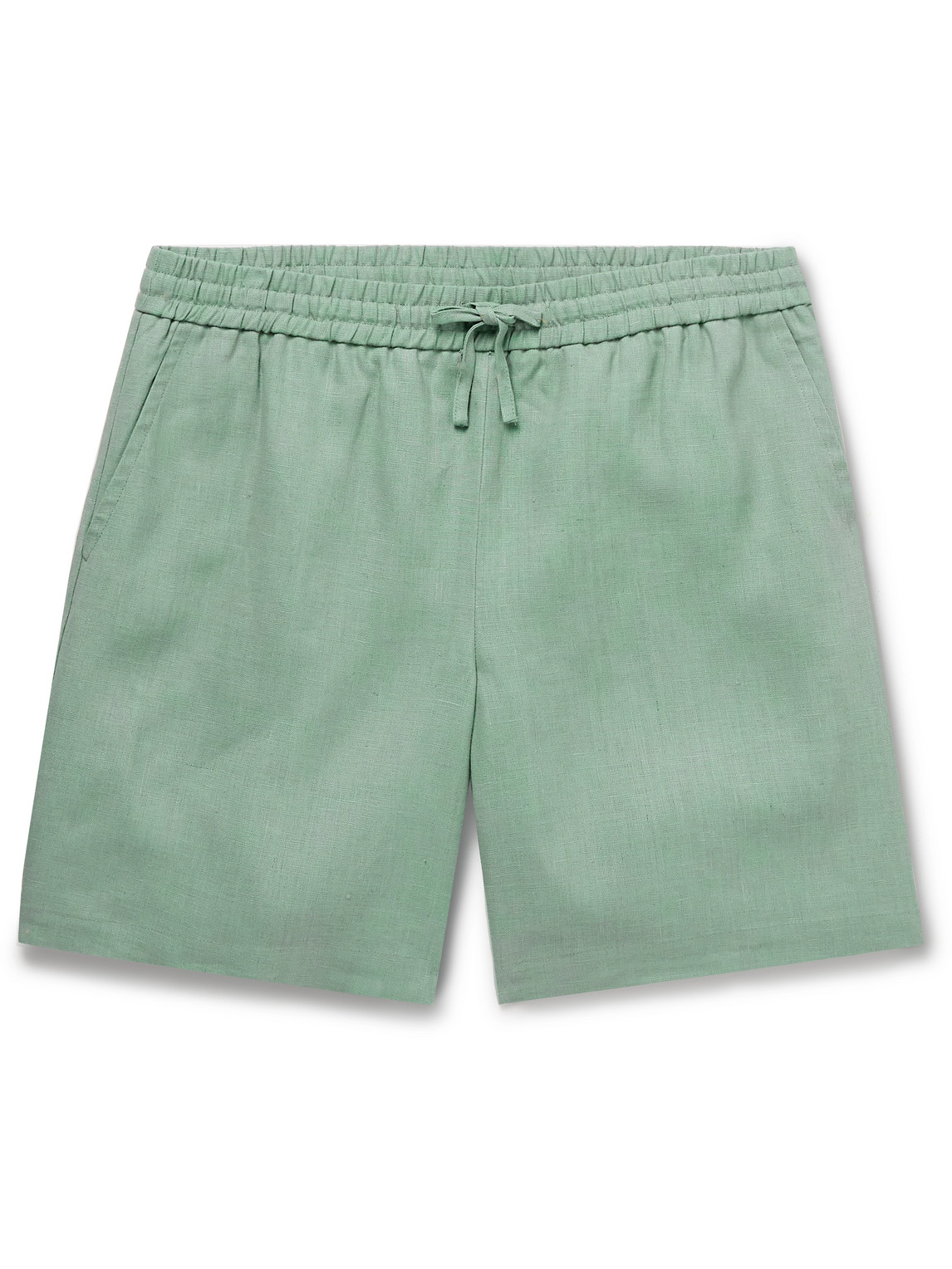 De Bonne Facture Easy Straight-leg Linen Drawstring Shorts In Green