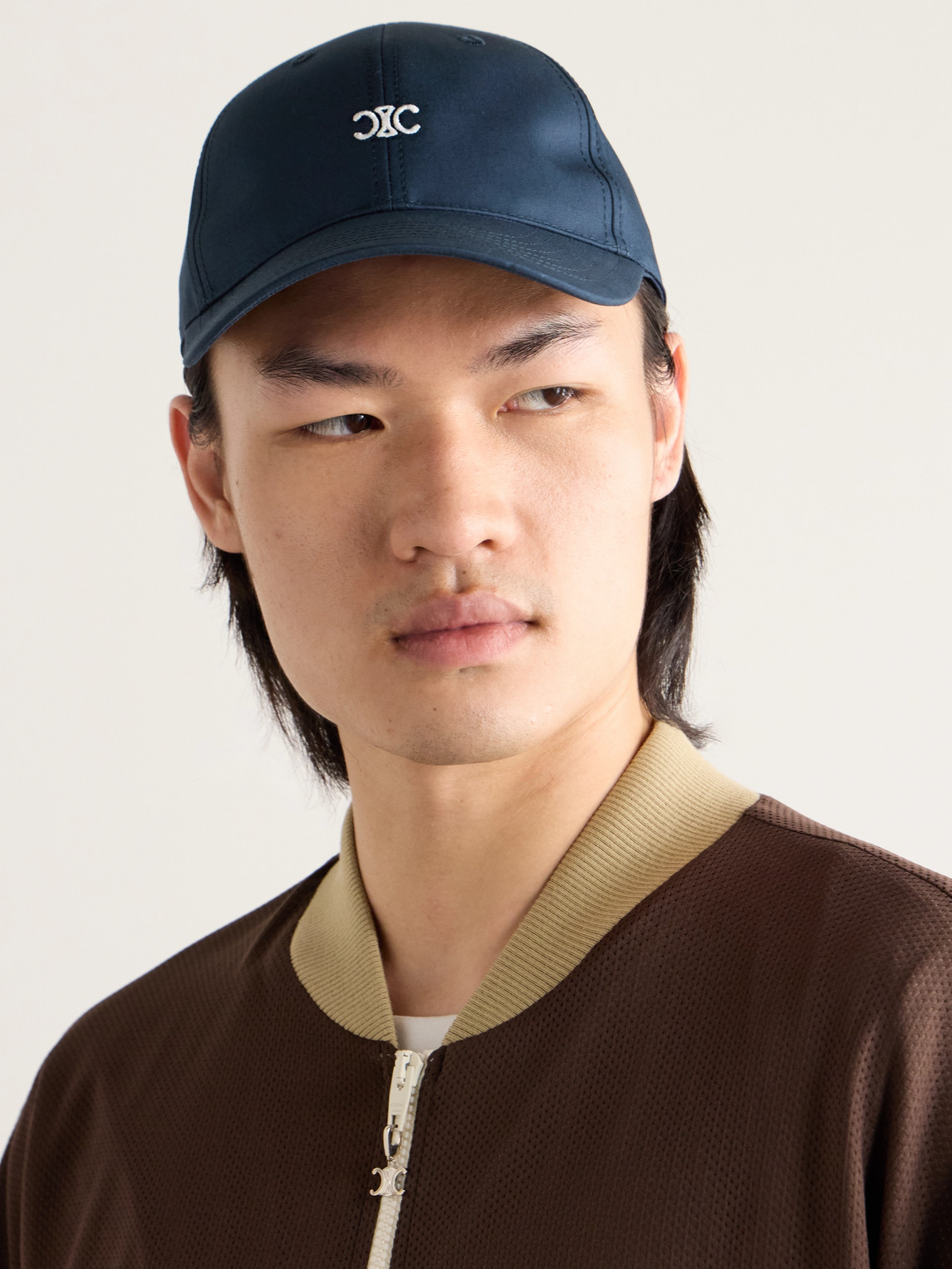 Celine Triomphe Logo-embroidered Cotton-gabardine Baseball Cap In Blue