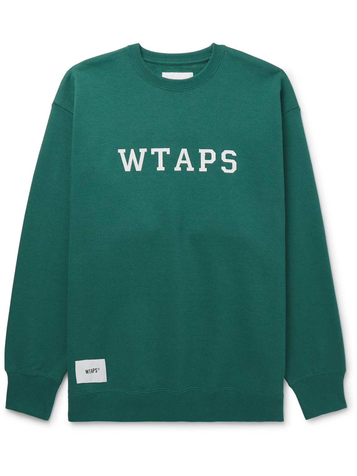 Wtaps Logo-appliquéd Cotton-jersey Sweatshirt In Green