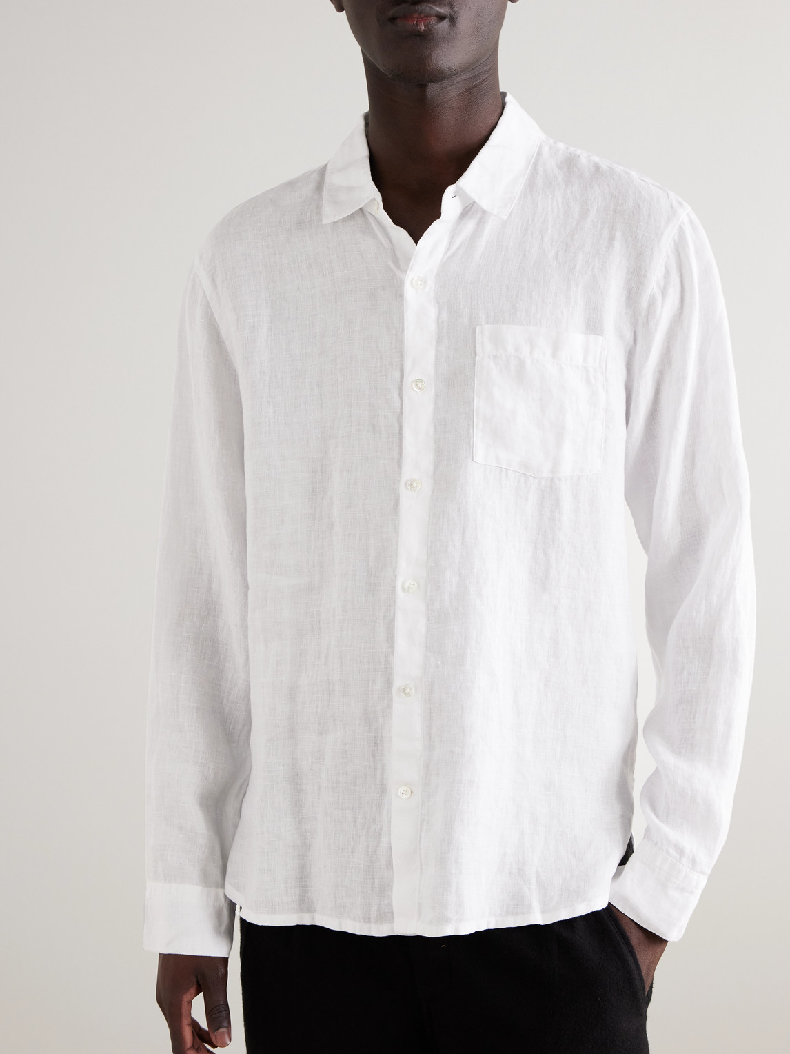 Shop James Perse Garment-dyed Linen Shirt In White