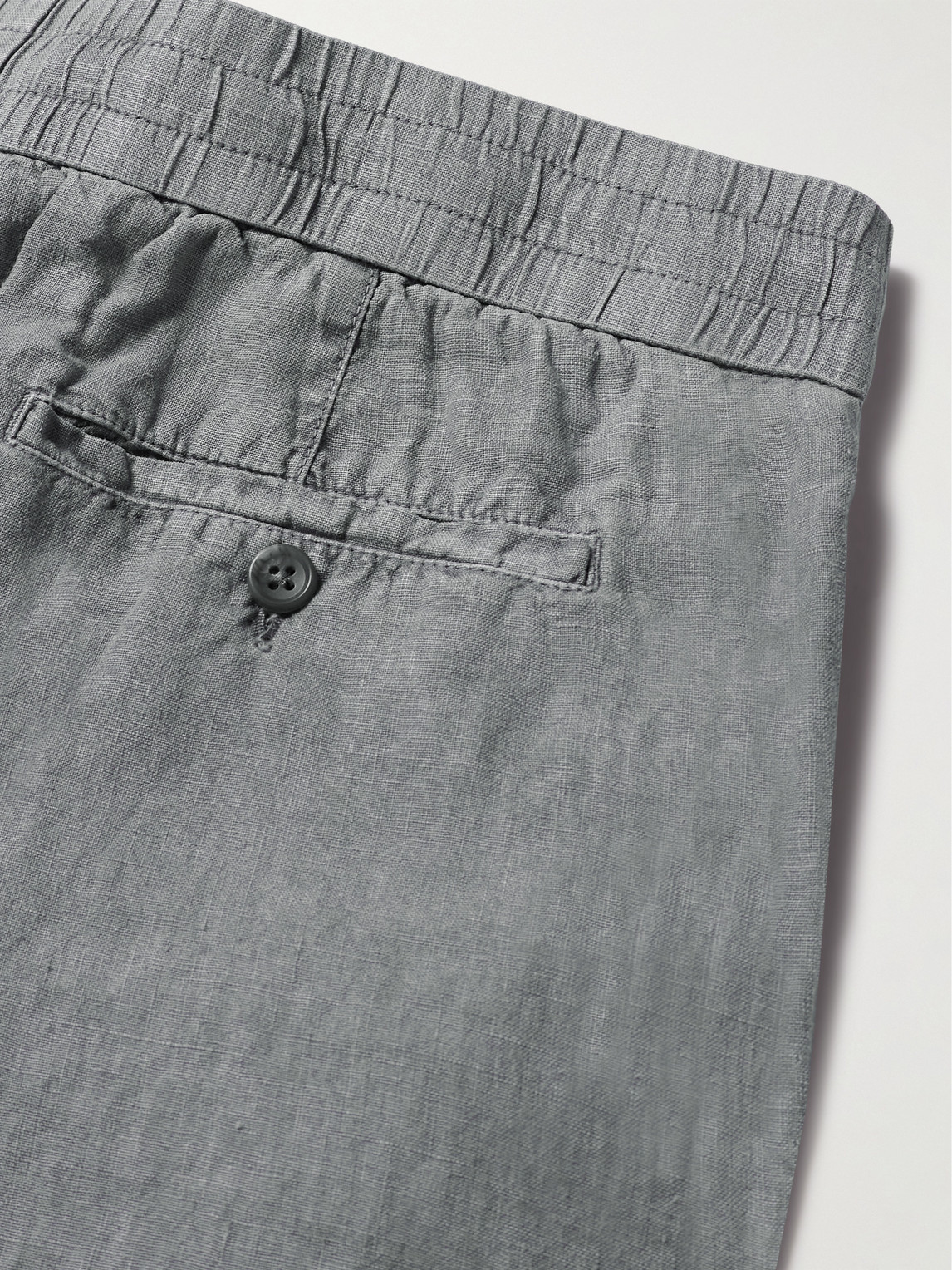 JAMES PERSE STRAIGHT-LEG GARMENT-DYED LINEN DRAWSTRING TROUSERS