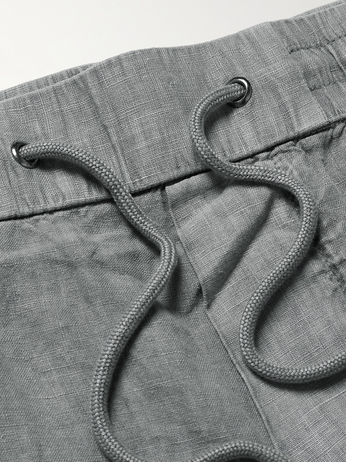 Shop James Perse Straight-leg Garment-dyed Linen Drawstring Trousers In Gray