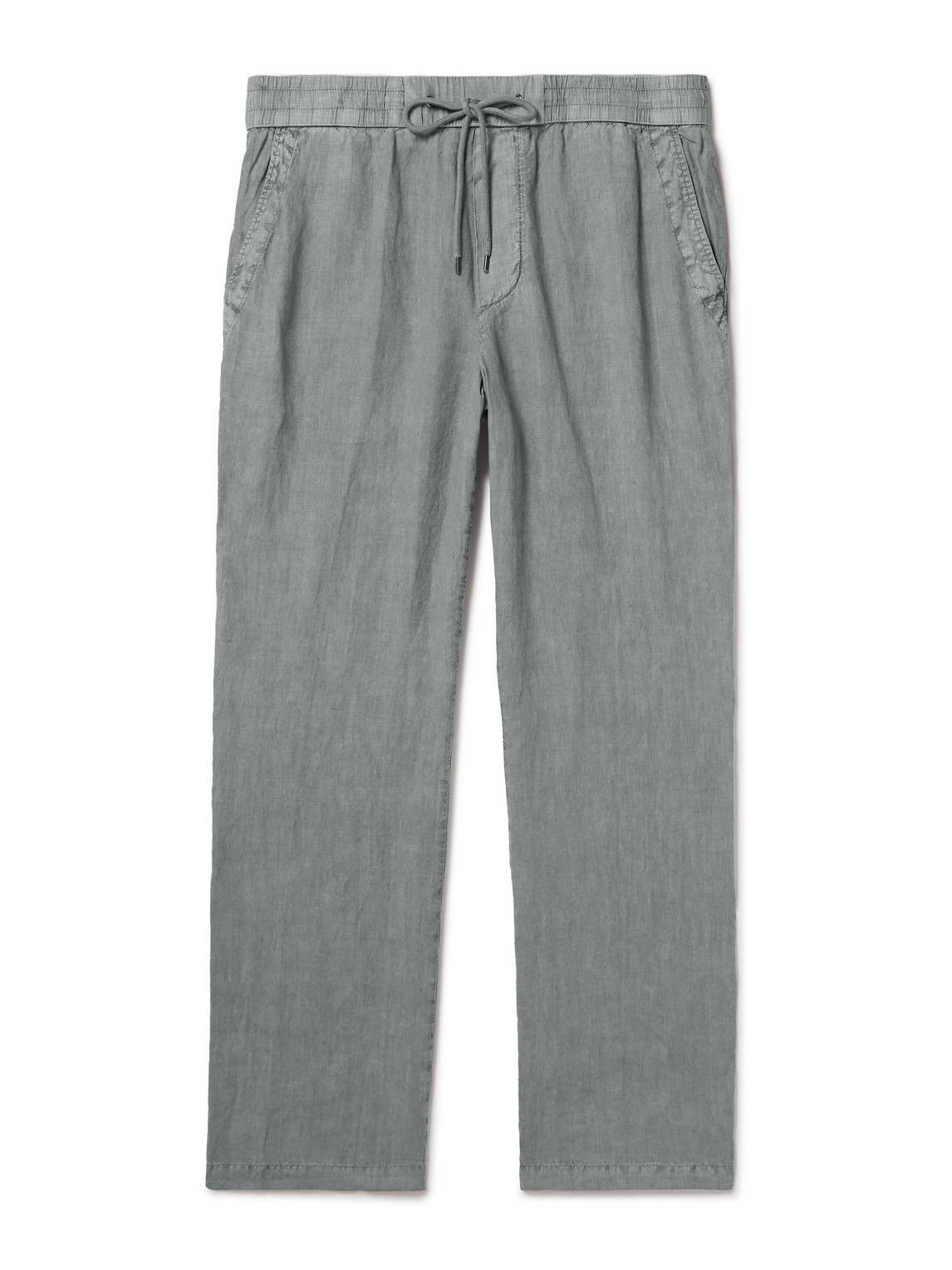 JAMES PERSE STRAIGHT-LEG GARMENT-DYED LINEN DRAWSTRING TROUSERS