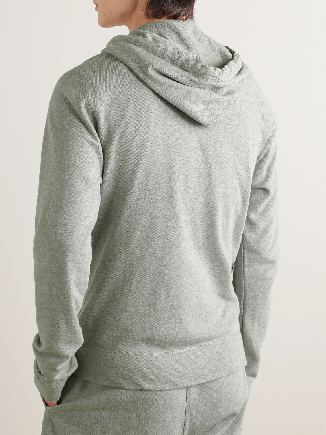 Shop James Perse Cotton-jersey Zip-up Hoodie In Gray