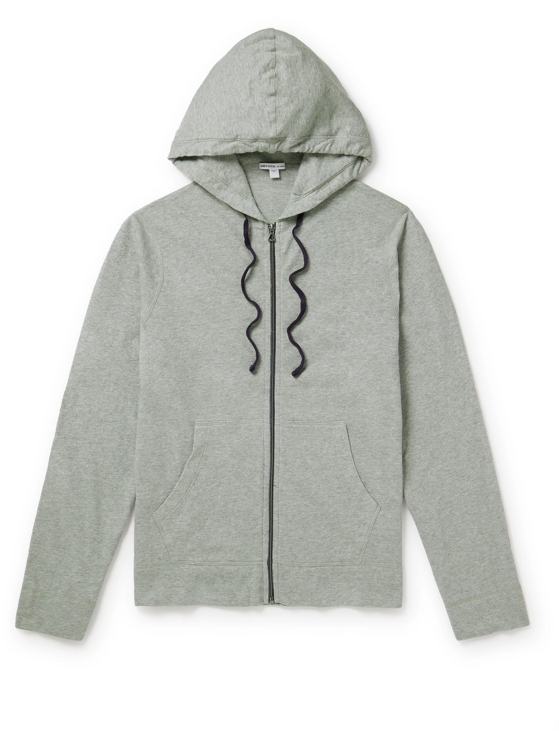 Shop James Perse Cotton-jersey Zip-up Hoodie In Gray