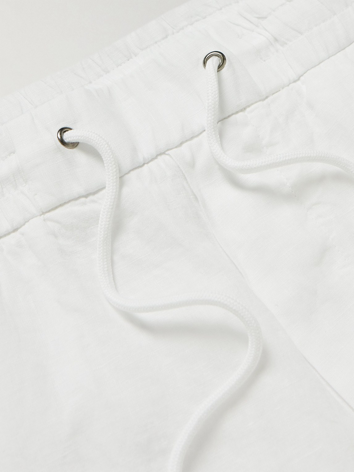 Shop James Perse Straight-leg Garment-dyed Linen Drawstring Trousers In White